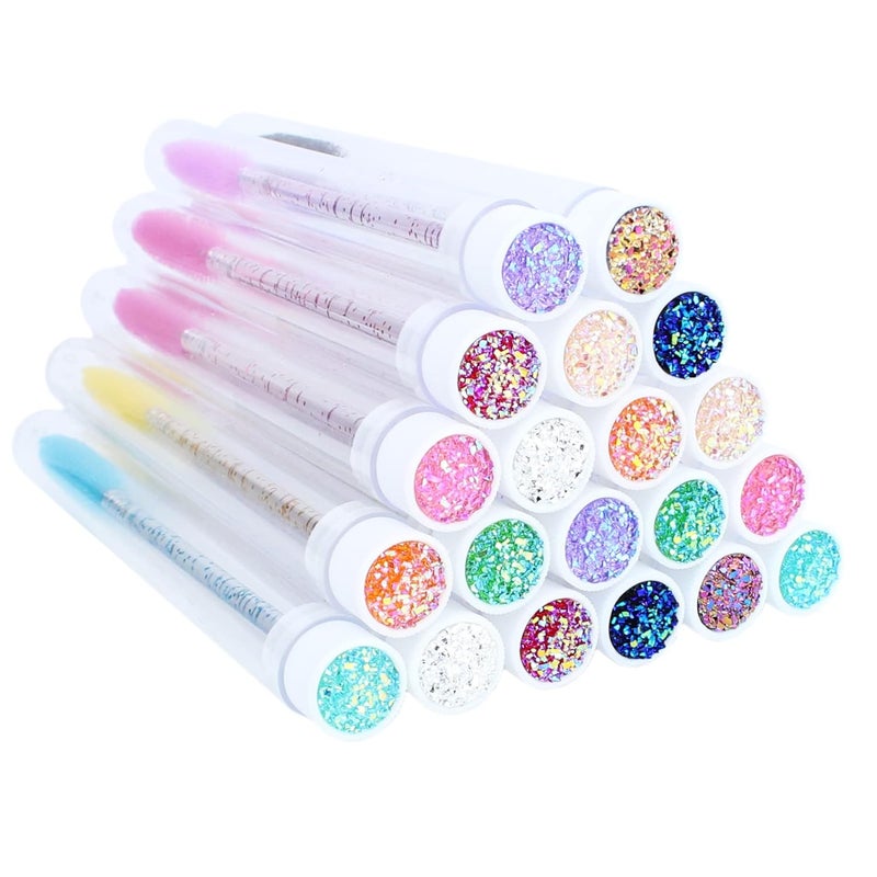 SenRocc 20 Sets Mascara Wand Tube Set Diamond Mascara Brushes Eyelash Spoolies Brush Makeup Tool Applicator Eyelash Brush Tubes Makeup Brush (Diamond-MlX) - Image 1